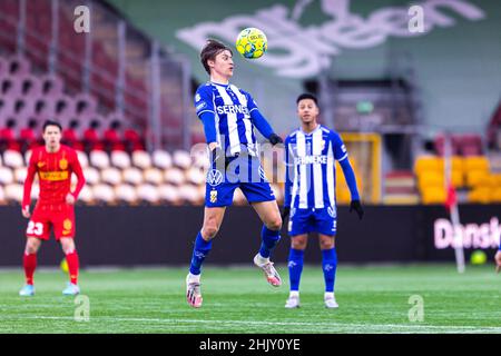 Farum, Danemark.31st janvier 2022.Oscar Vilhelmsson (29) de l'IFK Goteborg vu lors d'un match d'essai entre le FC Nordsjaelland et l'IFK Goteborg à droite de Dream Park à Farum.(Crédit photo : Gonzales photo/Alamy Live News Banque D'Images