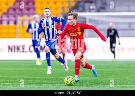 Farum, Danemark.31st janvier 2022.Andreas Schjeldup (7) du FC Nordsjaelland vu lors d'un match d'essai entre le FC Nordsjaelland et l'IFK Goteborg à droite de Dream Park à Farum.(Crédit photo : Gonzales photo/Alamy Live News Banque D'Images