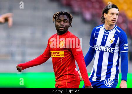 Farum, Danemark.31st janvier 2022.William Kumado (32) du FC Nordsjaelland vu lors d'un match test entre le FC Nordsjaelland et l'IFK Goteborg à droite de Dream Park à Farum.(Crédit photo : Gonzales photo/Alamy Live News Banque D'Images