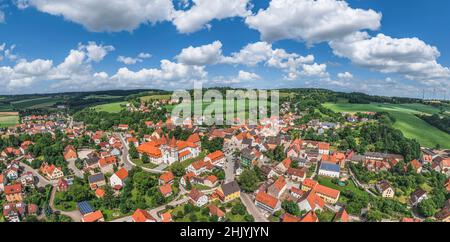 Vue aérienne de Heidenheim sur Hahnenkamm Banque D'Images