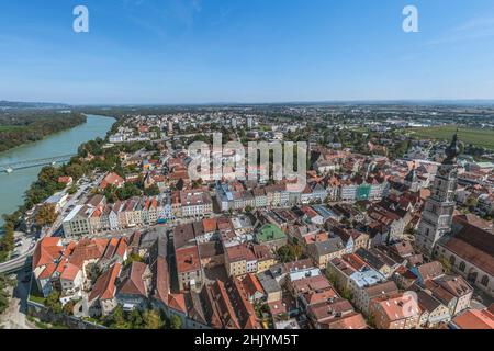 Vue aérienne de Braunau on Inn Banque D'Images