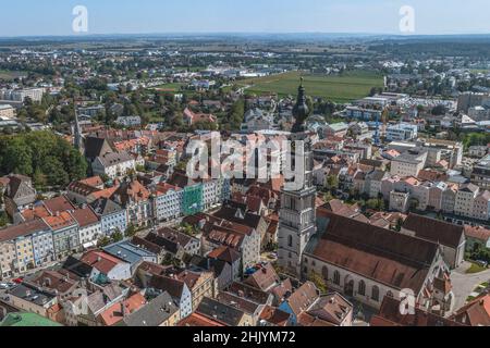 Vue aérienne de Braunau on Inn Banque D'Images