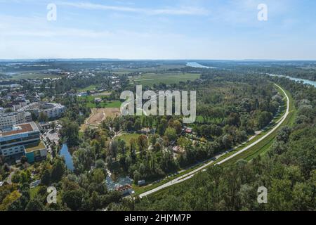 Vue aérienne de Braunau on Inn Banque D'Images