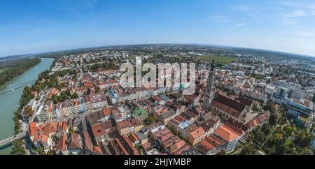 Vue aérienne de Braunau on Inn Banque D'Images