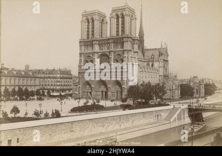 Photographie antique de notre-Dame de Paris vers 1890 à Paris, France.SOURCE: PHOTOGRAPHIE ORIGINALE D'ALBUMINE Banque D'Images