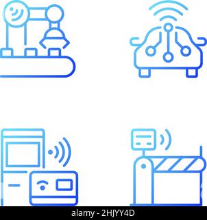 Ensemble d'icônes de vecteur linéaire de gradient des technologies sans fil Illustration de Vecteur