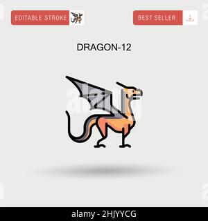 Icône de vecteur simple Dragon-12. Illustration de Vecteur