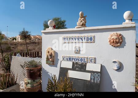 Communauté jardin paysagé à Camposol, région de Murcia, Costa Calida, Espagne.Une ville populaire avec les anciens pats britanniques.Régime volontaire du secteur C. Banque D'Images