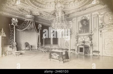 Photographie antique vers 1890 de la salle du trône dans le Palais de Fontainebleau en France.SOURCE: PHOTOGRAPHIE ORIGINALE D'ALBUMINE Banque D'Images