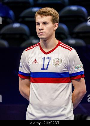 AMSTERDAM, PAYS-BAS - FÉVRIER 1 : Anton Sokolov, de Russie, lors du match de quarts de finale de l'Euro 2022 du Futsal masculin entre la Russie et la Géorgie au Ziggo Dome le 1 février 2022 à Amsterdam, pays-Bas (photo de Jeroen Meuwsen/Orange Pictures) Banque D'Images