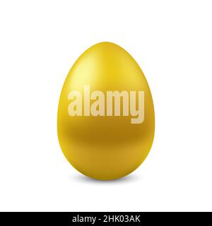 Vecteur réaliste oeuf doré isolé.Bon œuf de pâques sur fond blanc.Décoration de vacances pour les vacances de pâques.3D illustration Illustration de Vecteur