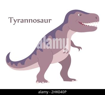 Tyrannosaurus sur fond blanc.Chasseur de dinosaures prédateur de la période jurassique.Illustration vectorielle isolée.Arrière-plan blanc Illustration de Vecteur