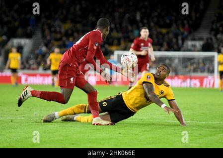 Loups footballeur Ivan Cavaleiro et Rafael Camacho de Liverpool.Wolverhampton Wanderers / Liverpool au stade Molineux 07/01/2019 - FA Cup 3rd ronde Banque D'Images