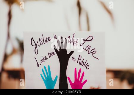 Affiche en papier lors d'une promenade de Black Lives Mater Walk Banque D'Images