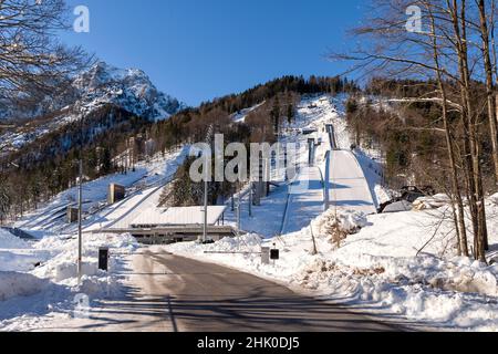 Saut à ski Planica en hiver, Slovénie Banque D'Images