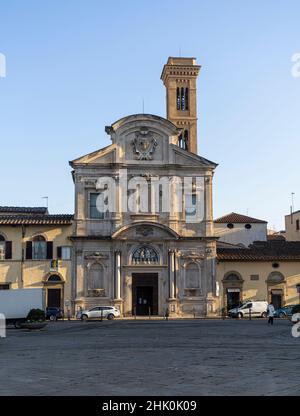 Florence, Italie.Janvier 2022.Vue extérieure de l'église de San Salvatore à Ognissanti dans le centre historique de la ville Banque D'Images