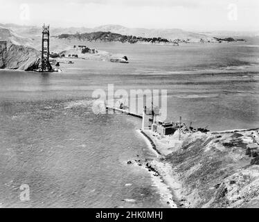 Construction du Golden Gate Bridge, San Francisco, Californie, Etats-Unis, Charles M. Hiller,16 juillet 1934 Banque D'Images