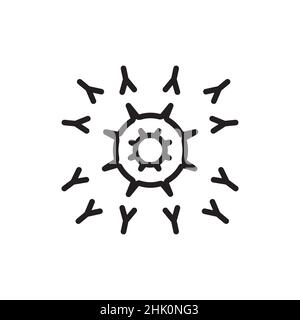 Icône de ligne de couleur d'anticorps attaquant le virus.Elément vectoriel isolé.Pictogramme de contour pour la page Web, l'application mobile, la promotion Illustration de Vecteur