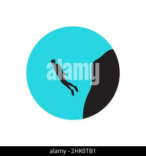 silhouette jeune homme entraînement saut parachute logo design, vecteur graphique symbole icône illustration idée créative Illustration de Vecteur