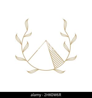 hipster vignes feuille avec logo triangle, vecteur symbole graphique icône illustration idée créative Illustration de Vecteur