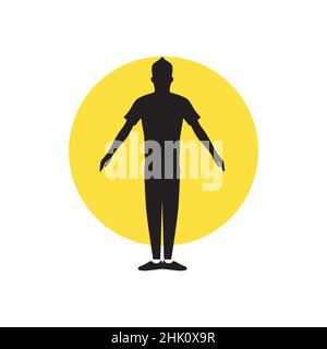 silhouette jeune homme entraînement gymnastique logo design, vecteur graphique symbole icône illustration idée créative Illustration de Vecteur