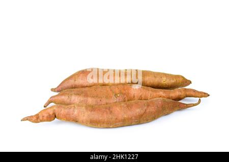 Patates douces isolées sur fond blanc Banque D'Images