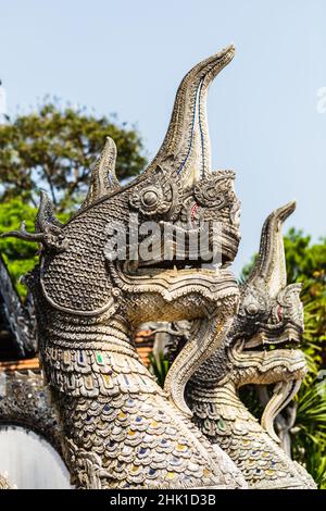 Dragon de pierre à Wat Chang Taem Banque D'Images