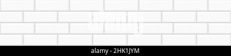 Cuisine ou salle de bains avec carreaux de métro blancs à motifs sans couture.Arrière-plan de mur en pierre.Illustration vectorielle plate. Illustration de Vecteur