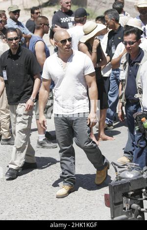 Vin Diesel et Paul Walker, pendant le tournage de Fast and Furious en 2008 à Magdalena de Kino, Mexique (photo de Luis Gutierrez/Norte photo) vin Diesel y Paul Walker, durante la filacion de Rapido y Furioso en 2008 en Magdalena de Kino, Mexique (photo de Luis Gutierrez/Norte photo) Banque D'Images