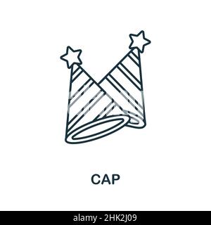 Icône Cap.Elément de ligne de la collection d'icônes de fête.Symbole d'icône de capuchon linéaire pour la conception Web, les infographies et plus encore. Illustration de Vecteur