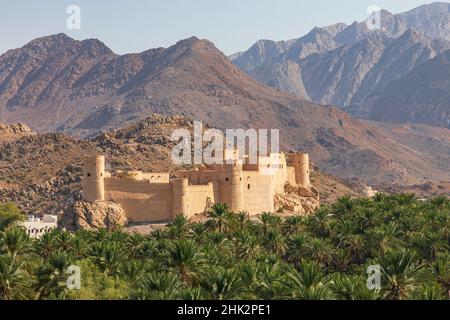 Moyen-Orient, Péninsule arabique, Oman, Al Batinah Sud, Nakhal. Fort de Nakhal, dans les montagnes d'Oman. Banque D'Images