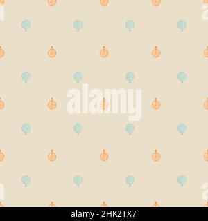 Technologie abstraite motif sans couture avec horloge orange et bleue.Fond rose pastel.Toile de fond décorative pour la conception de tissu, textile Illustration de Vecteur