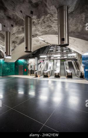 Suède, Stockholm, métro de Stockholm, station Universitetet (usage éditorial uniquement) Banque D'Images