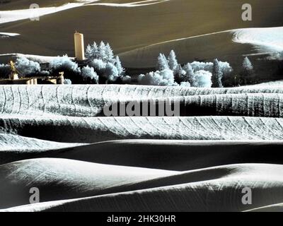 États-Unis, État de Washington, région de Palouse, la ville de Steptep au coucher du soleil Banque D'Images