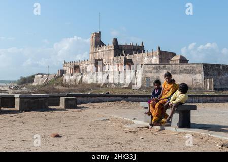 Tranquebar, Inde - janvier 2022 : fort de Dansborg dans le village colonial de Tranquebar. Banque D'Images