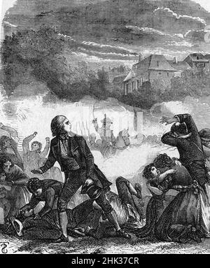 Révolution francaise : représentation de la fusillade du champ-de-mars (champ de mars) un Paris surlieu le dimanche 17 juillet 1791 (massacre de champ de Mars 17th juillet 1791) gravure tiree de 'Rivoluzione francese' 1888 Collection privee Banque D'Images