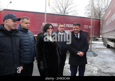 Non exclusif: KIEV, UKRAINE - 01 FÉVRIER 2022 - participants au transfert de l'aide humanitaire en Ukraine du gouvernement de la République de Pol Banque D'Images