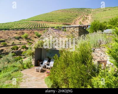 Portugal, Vallée du Douro.Hôtel viticole le long de la région viticole de la vallée du Douro. Banque D'Images