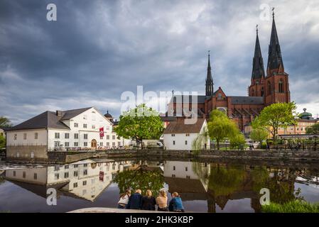 Suède, Suède Centrale, Uppsala, Cathédrale Domkyrka, Réflexion Banque D'Images