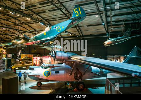 Suède, Linkoping, Flygvapen Museum, Swedish Air Force Museum, avions de l'époque des années 1950 avec TP-47 Consolidated PBY-5A Catalina hydravion Banque D'Images