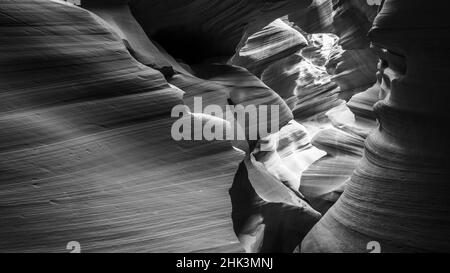 Formations de Slickrock dans le Lower Antelope Canyon, réserve indienne Navajo, Arizona, États-Unis. Banque D'Images