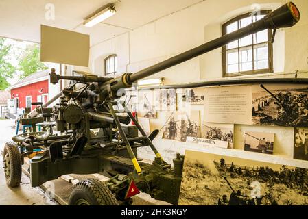 Suède, Varmland, Karlskoga, Bofors Gun Works, propriété d'Alfred Nobel, WW2-Era Bofors Gun Banque D'Images