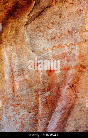 Pictogrammes amérindiens à Council Rocks, dans les montagnes Dragoon, dans la forêt nationale de Coronado, Arizona, États-Unis Banque D'Images