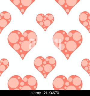 Motif romantique sans coutures coeurs corail Illustration de Vecteur