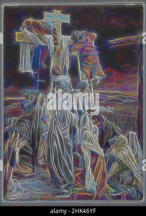 Inspiré par la descente de la Croix, la descente de croix, la vie de notre Seigneur Jésus Christ, la vie de notre-Seigneur Jésus-Christ, James Tissot, Français, 1836-1902, aquarelle opaque sur graphite sur papier vélin gris, France, 1886-1894, image : 13 1/4 x 9 9/16 po, 33,7 x 24,3 cm, apôtres, bible, réimaginé par Artotop. L'art classique réinventé avec une touche moderne. Conception de lumière chaleureuse et gaie, de luminosité et de rayonnement de lumière. La photographie s'inspire du surréalisme et du futurisme, embrassant l'énergie dynamique de la technologie moderne, du mouvement, de la vitesse et révolutionne la culture Banque D'Images