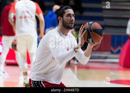 Belgrade, Serbie, le 1st février 2022.Davide Alviti d'AX Armani Exchange Milan se réchauffe lors du match Euroligue de Turkish Airlines entre Crvena Zvezda MTS Belgrade et AX Armani Exchange Milan à Belgrade, Serbie.1 février 2022.Crédit : Nikola Krstic/Alay Banque D'Images