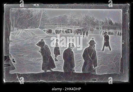 Inspiré par Skating, Prospect Park, Brooklyn, George Bradford Brainerd, cuisine américaine, 1845-1887, Collodion argent verre humide plaque négative, env. 1872-1887, réimaginé par Artotop. L'art classique réinventé avec une touche moderne. Conception de lumière chaleureuse et gaie, de luminosité et de rayonnement de lumière. La photographie s'inspire du surréalisme et du futurisme, embrassant l'énergie dynamique de la technologie moderne, du mouvement, de la vitesse et révolutionne la culture Banque D'Images