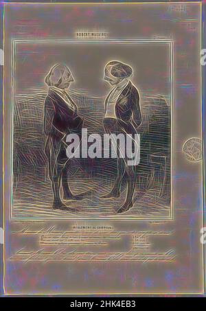 Inspiré par le règlement de comptes, no 5 dans la série 'Robert-Macaire', 2eme série de la revue le Charivari, Honoré Daumier, Français, 1808-1879, Lithographie sur papier journal, France, le 28 mars 1841, feuille: 14 3/16 x 9 13/16 po., 36 x 25 cm, revisitée par Artotop. L'art classique réinventé avec une touche moderne. Conception de lumière chaleureuse et gaie, de luminosité et de rayonnement de lumière. La photographie s'inspire du surréalisme et du futurisme, embrassant l'énergie dynamique de la technologie moderne, du mouvement, de la vitesse et révolutionne la culture Banque D'Images