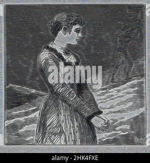 Inspiré par « O Stay ! » The Maiden Said', Winslow Homer, cuisine américaine, 1836-1910, gravure en bois, 1878, image: 2 1/8 x 2 1/8 po., 5,4 x 5,4 cm, 1878, bois, repensé par Artotop. L'art classique réinventé avec une touche moderne. Conception de lumière chaleureuse et gaie, de luminosité et de rayonnement de lumière. La photographie s'inspire du surréalisme et du futurisme, embrassant l'énergie dynamique de la technologie moderne, du mouvement, de la vitesse et révolutionne la culture Banque D'Images