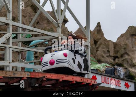 Images de l'héritage DSLR de Pleasure Beach Blackpool , y compris le Old Wild Mouse Ride, Amanda Thompson, Pre Icon, train fantôme, Big One, Infusion de glace Banque D'Images